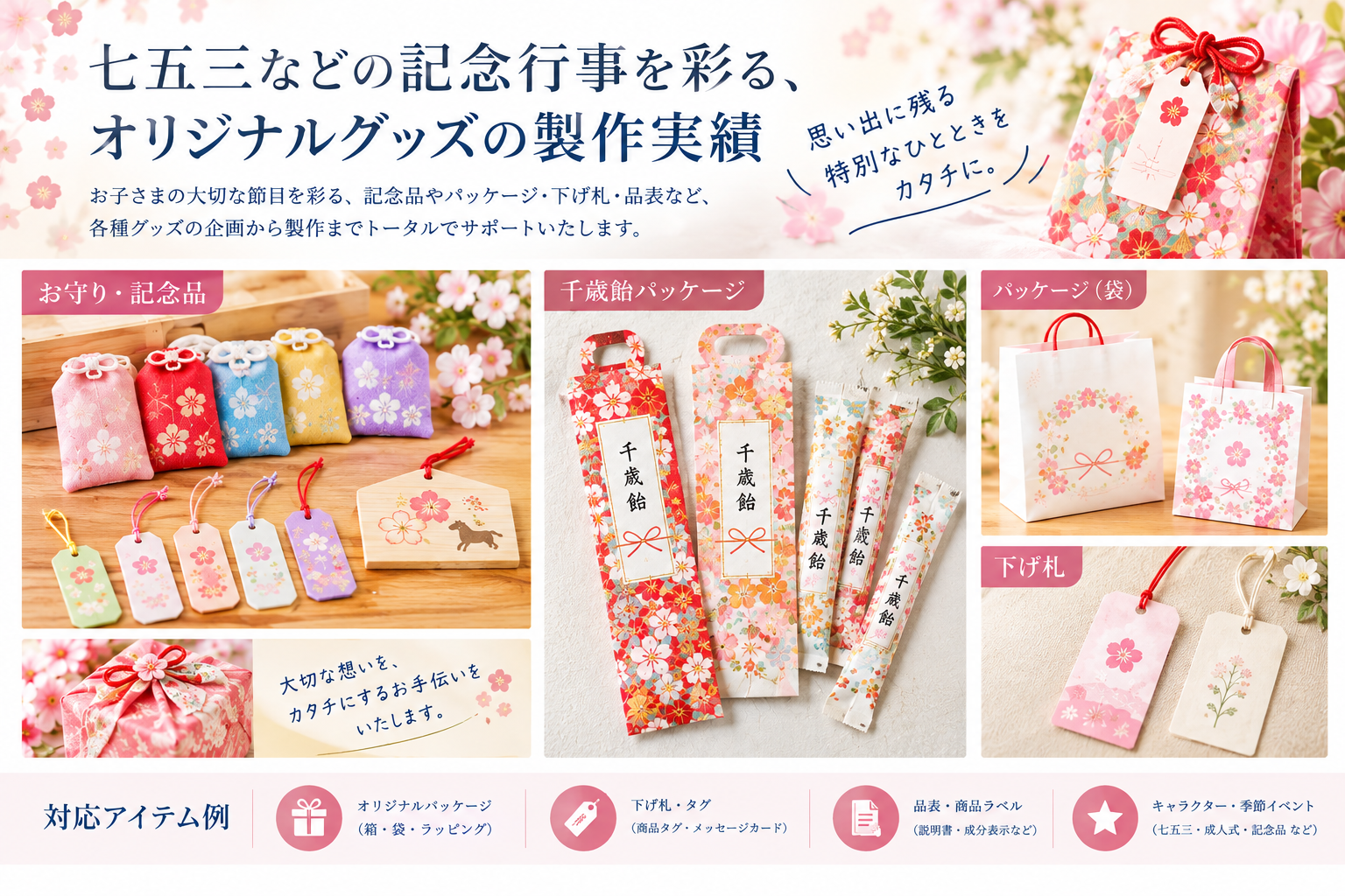 七五三などの記念行事向けオリジナルグッズ